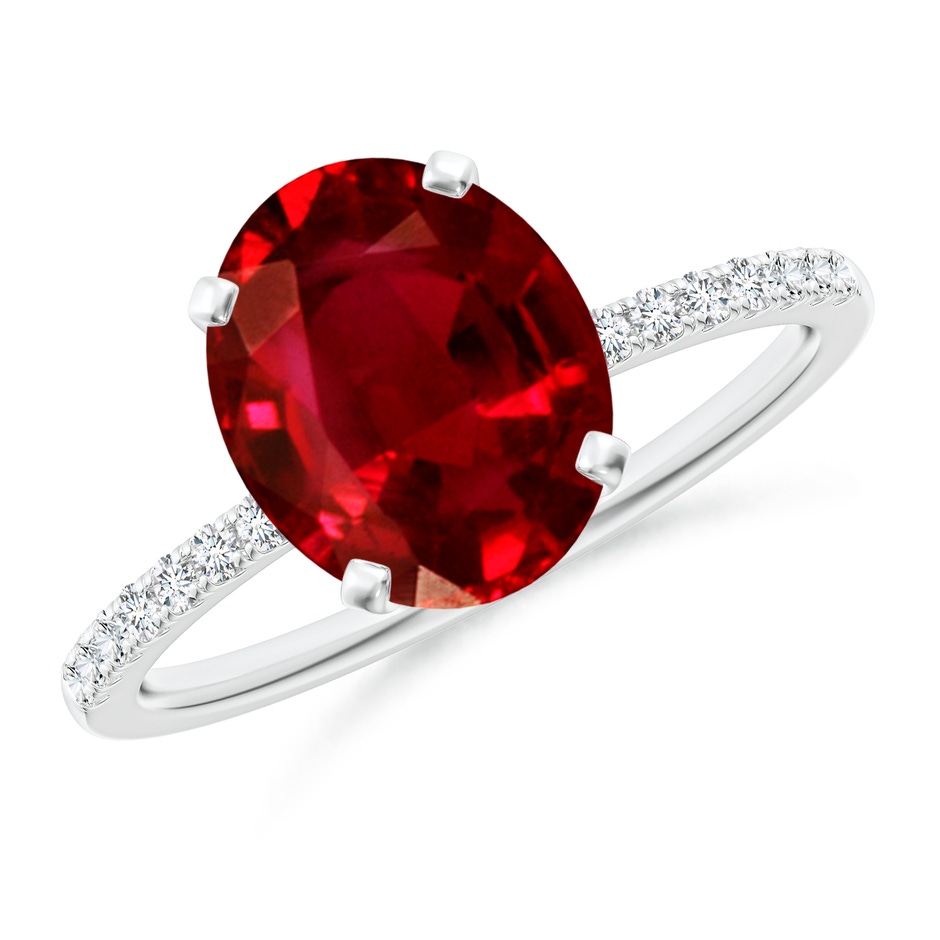 10x8mm AAAA Peg Head Oval Ruby Classic Engagement Ring in P950 Platinum 