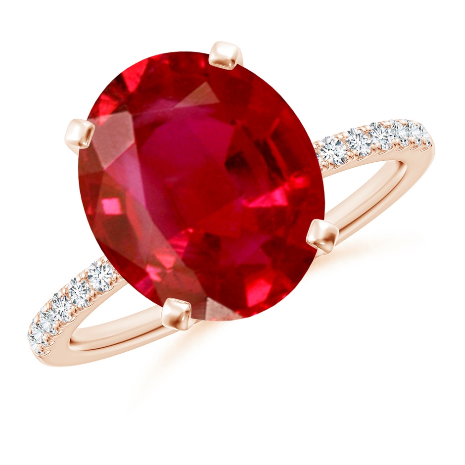 12x10mm AAA Peg Head Oval Ruby Classic Engagement Ring in Rose Gold 