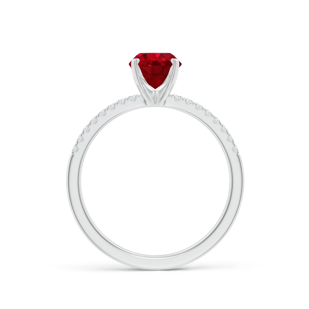 8x6mm AAA Peg Head Oval Ruby Classic Engagement Ring in White Gold - side 199