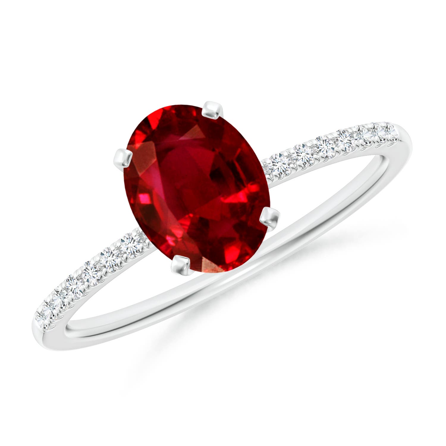 8x6mm AAAA Peg Head Oval Ruby Classic Engagement Ring in White Gold