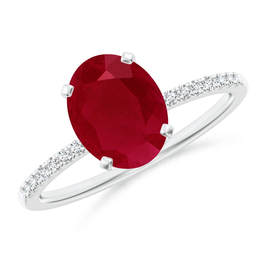 9x7mm AA Peg Head Oval Ruby Classic Engagement Ring in White Gold 