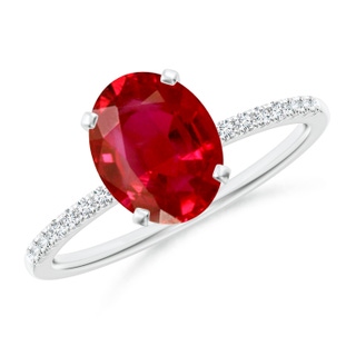 9x7mm AAA Peg Head Oval Ruby Classic Engagement Ring in P950 Platinum