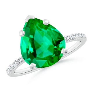 12x10mm AAA Peg Head Pear Emerald Classic Engagement Ring in P950 Platinum