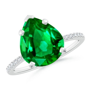 12x10mm AAAA Peg Head Pear Emerald Classic Engagement Ring in P950 Platinum