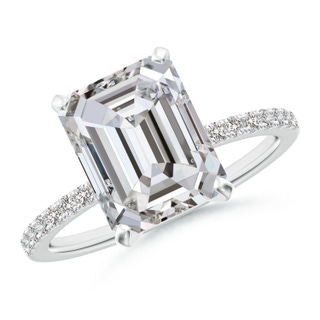 10x7.5mm IJI1I2 Peg Head Emerald-Cut Diamond Classic Engagement Ring in P950 Platinum