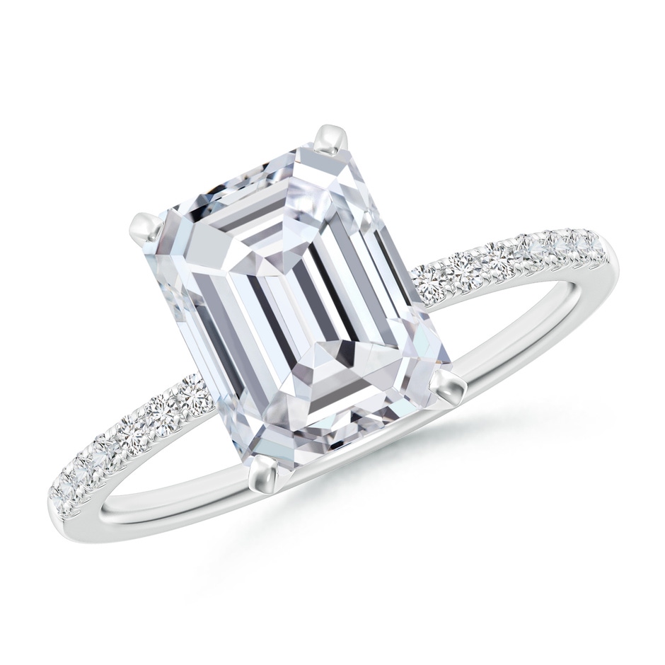 8.5x6.5mm HSI2 Peg Head Emerald-Cut Diamond Classic Engagement Ring in White Gold 