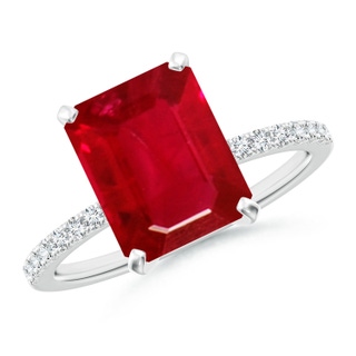 10x8mm AAA Peg Head Emerald-Cut Ruby Classic Engagement Ring in P950 Platinum