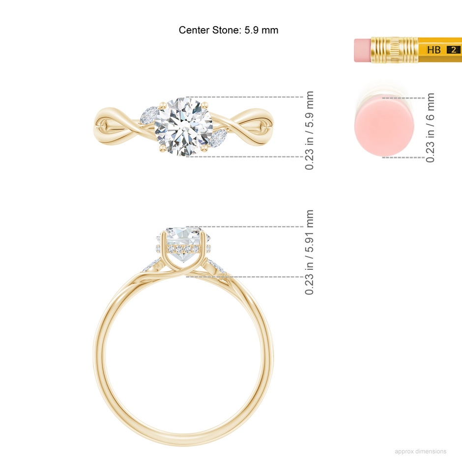 5.9mm GVS2 SR4557D-YG-GVS2-5.9 in Yellow Gold ruler