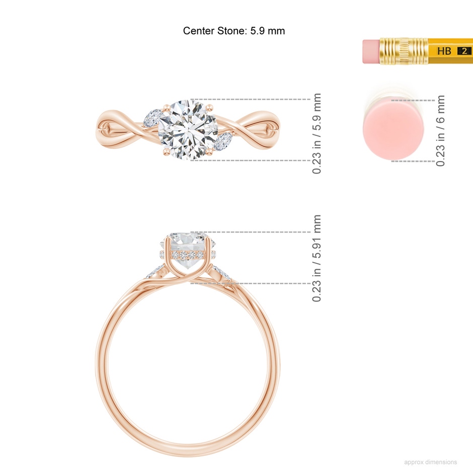 5.9mm HSI2 SR4557D-RG-HSI2-5.9 in Rose Gold ruler