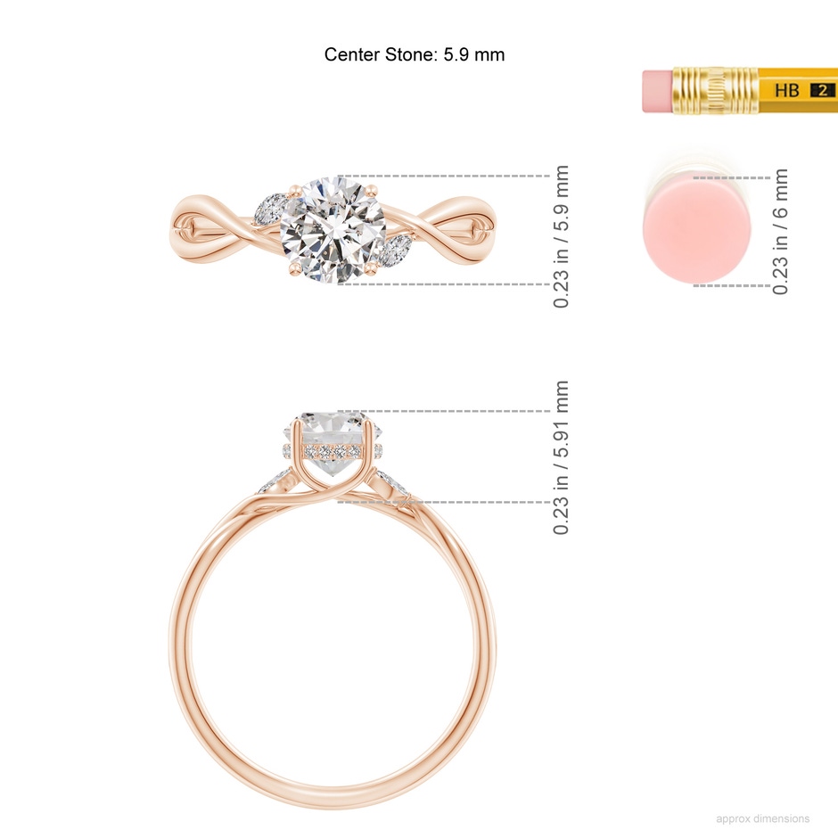 5.9mm IJI1I2 SR4557D-RG-IJI1I2-5.9 in Rose Gold ruler