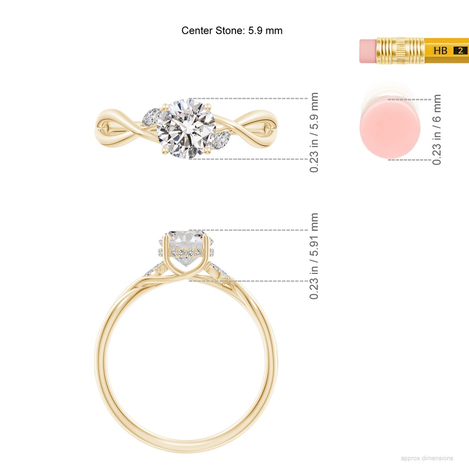 5.9mm IJI1I2 SR4557D-YG-IJI1I2-5.9 in Yellow Gold ruler