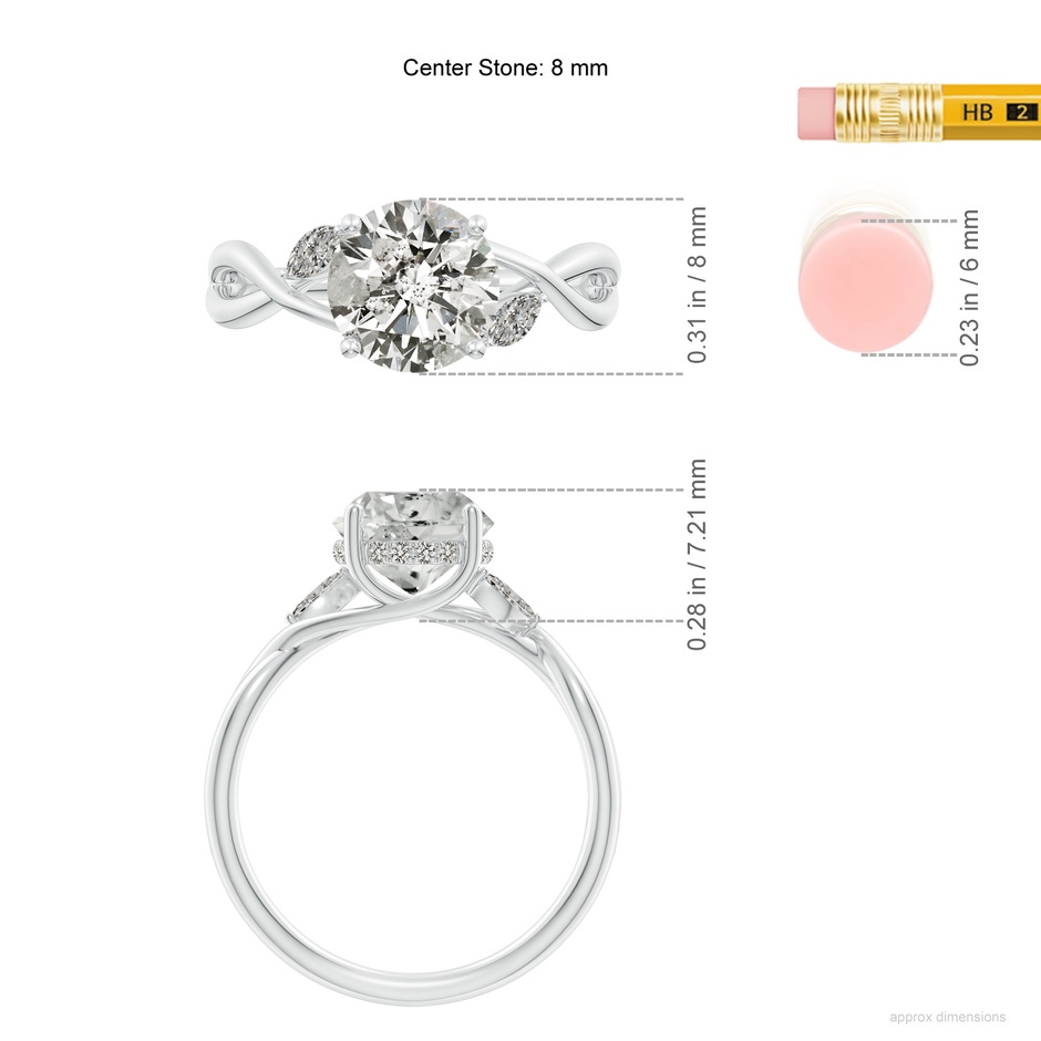 8mm KI3 SR4557D-WG-KI3-8 in White Gold ruler