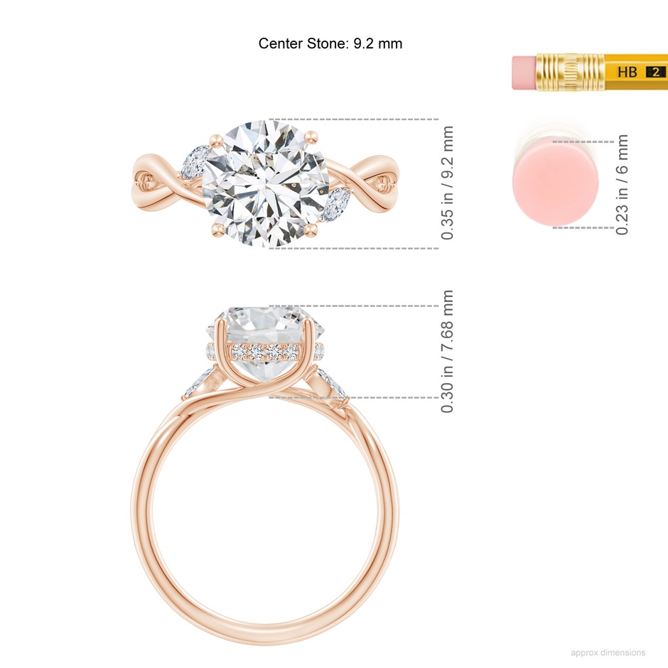 9.2mm HSI2 SR4557D-RG-HSI2-9.2 in Rose Gold ruler