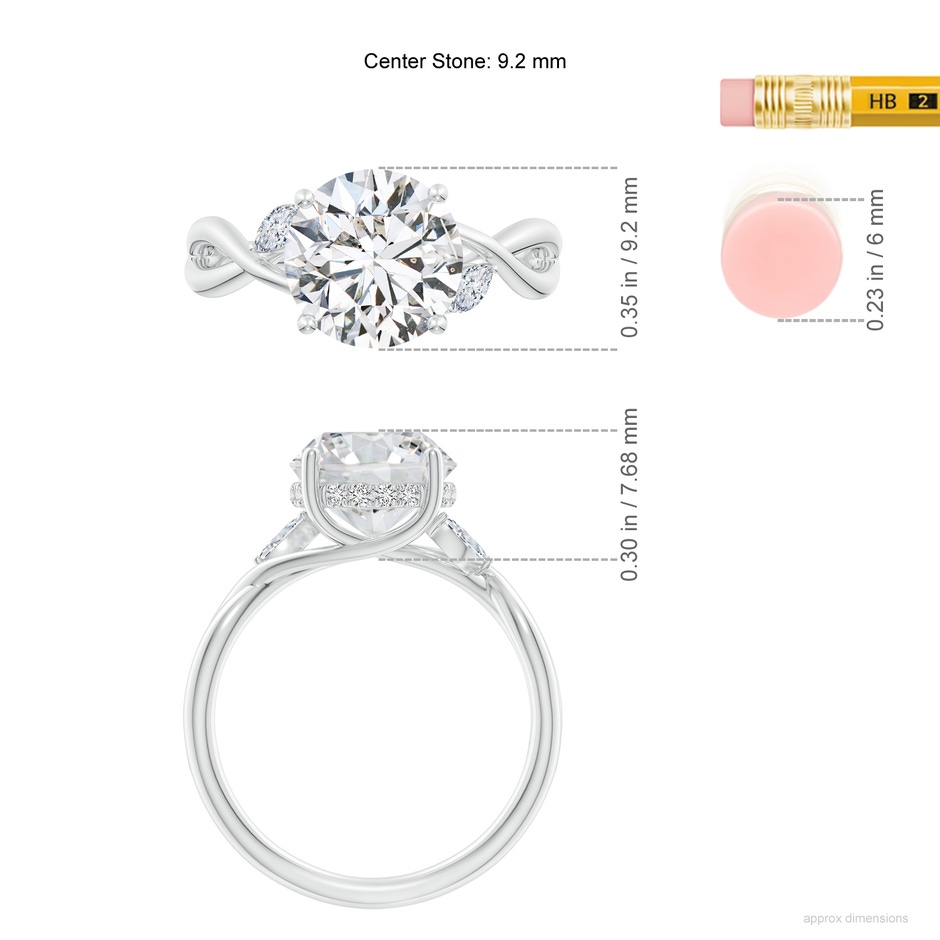 9.2mm HSI2 SR4557D-WG-HSI2-9.2 in White Gold ruler