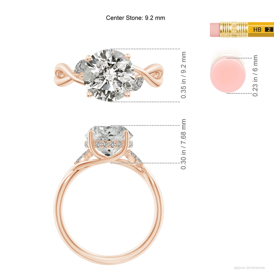 9.2mm KI3 SR4557D-RG-KI3-9.2 in Rose Gold ruler
