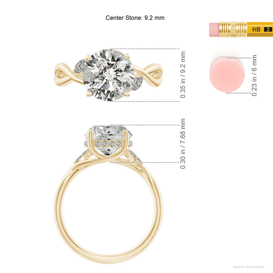 9.2mm KI3 SR4557D-YG-KI3-9.2 in Yellow Gold ruler