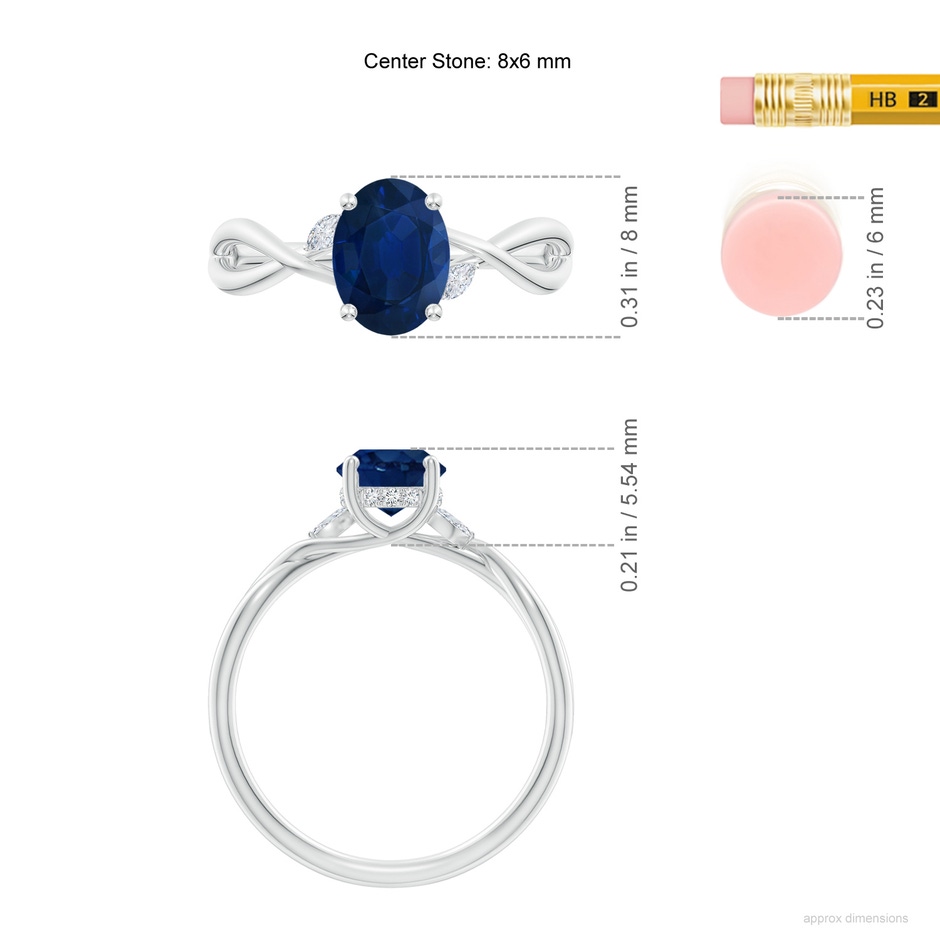 8x6mm AA SR4558SD-WG-AA-8x6 in White Gold ruler