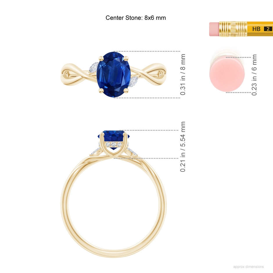 8x6mm AAA SR4558SD-YG-AAA-8x6 in Yellow Gold ruler