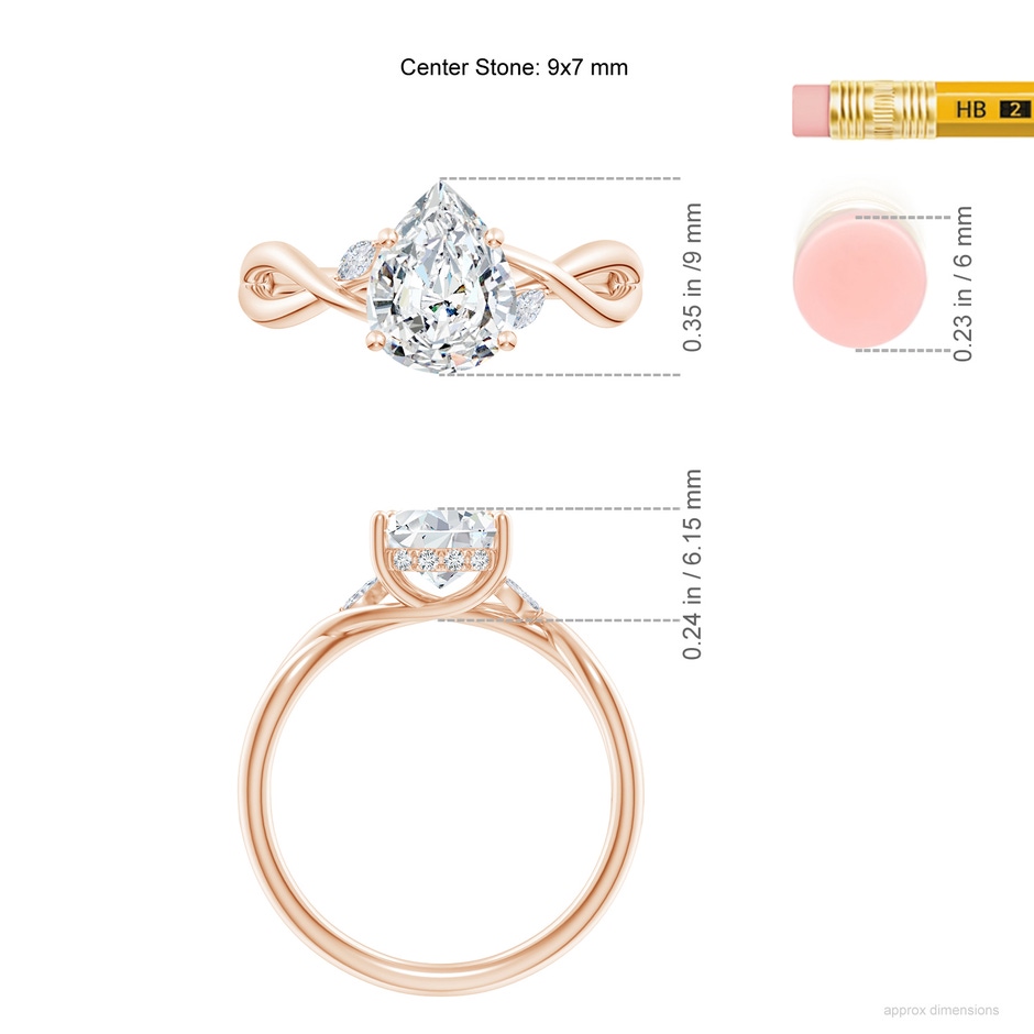9x7mm GVS2 SR4559D-RG-GVS2-9x7 in Rose Gold ruler