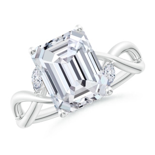 10x7.5mm HSI2 Nature-Inspired Emerald-Cut Diamond Hidden Halo Engagement Ring in P950 Platinum