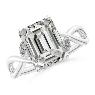 10x7.5mm KI3 Nature-Inspired Emerald-Cut Diamond Hidden Halo Engagement Ring in P950 Platinum