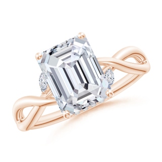 8.5x6.5mm HSI2 Nature-Inspired Emerald-Cut Diamond Hidden Halo Engagement Ring in 10K Rose Gold