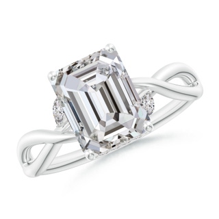 8.5x6.5mm IJI1I2 Nature-Inspired Emerald-Cut Diamond Hidden Halo Engagement Ring in P950 Platinum