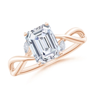 8x6mm GVS2 Nature-Inspired Emerald-Cut Diamond Hidden Halo Engagement Ring in 10K Rose Gold