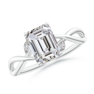 8x6mm IJI1I2 Nature-Inspired Emerald-Cut Diamond Hidden Halo Engagement Ring in P950 Platinum