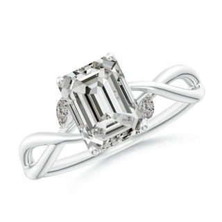 8x6mm KI3 Nature-Inspired Emerald-Cut Diamond Hidden Halo Engagement Ring in P950 Platinum