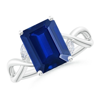 Emerald Cut Lab-Grown Lab Grown Blue Sapphire