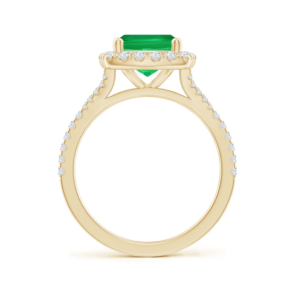 10x8mm AA Cushion Rectangular Emerald Halo Split Shank Engagement Ring in Yellow Gold side 199