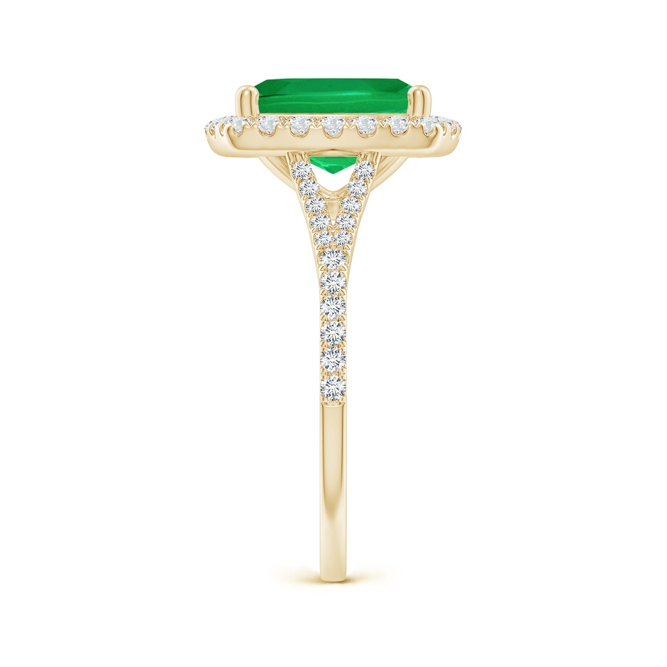 10x8mm AA Cushion Rectangular Emerald Halo Split Shank Engagement Ring in Yellow Gold side 299