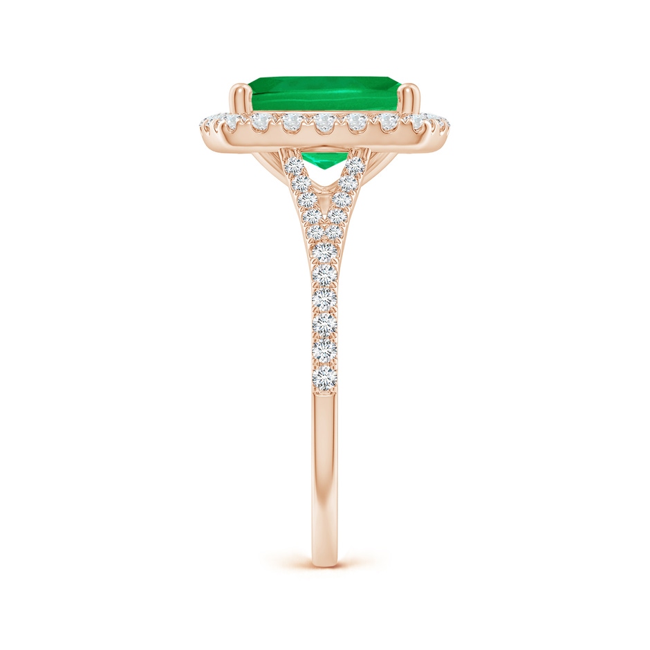 10x8mm AAA Cushion Rectangular Emerald Halo Split Shank Engagement Ring in Rose Gold side 299