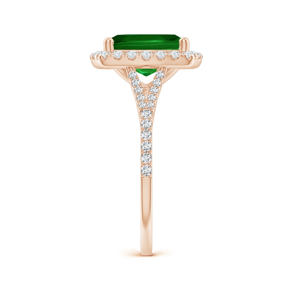 10x8mm AAAA Cushion Rectangular Emerald Halo Split Shank Engagement Ring in 18K Rose Gold side 299