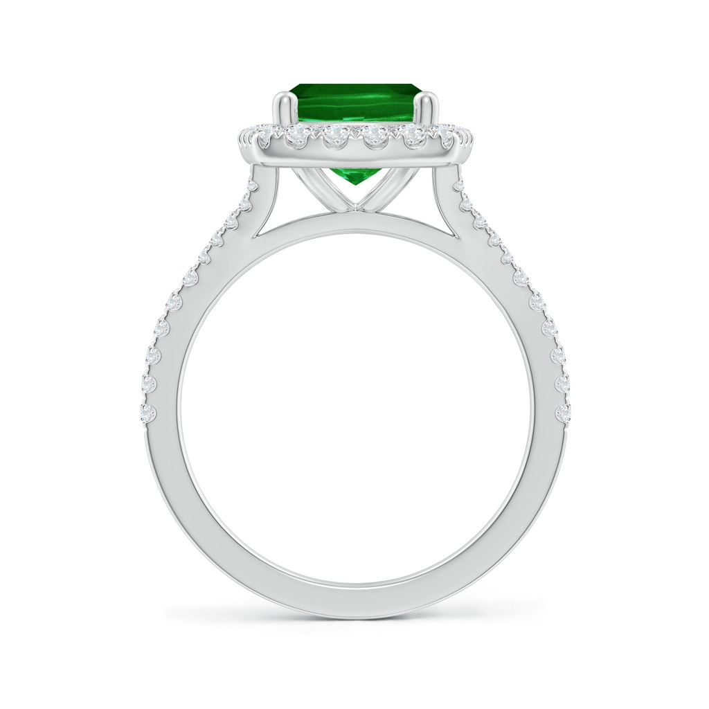 10x8mm AAAA Cushion Rectangular Emerald Halo Split Shank Engagement Ring in P950 Platinum - side 199