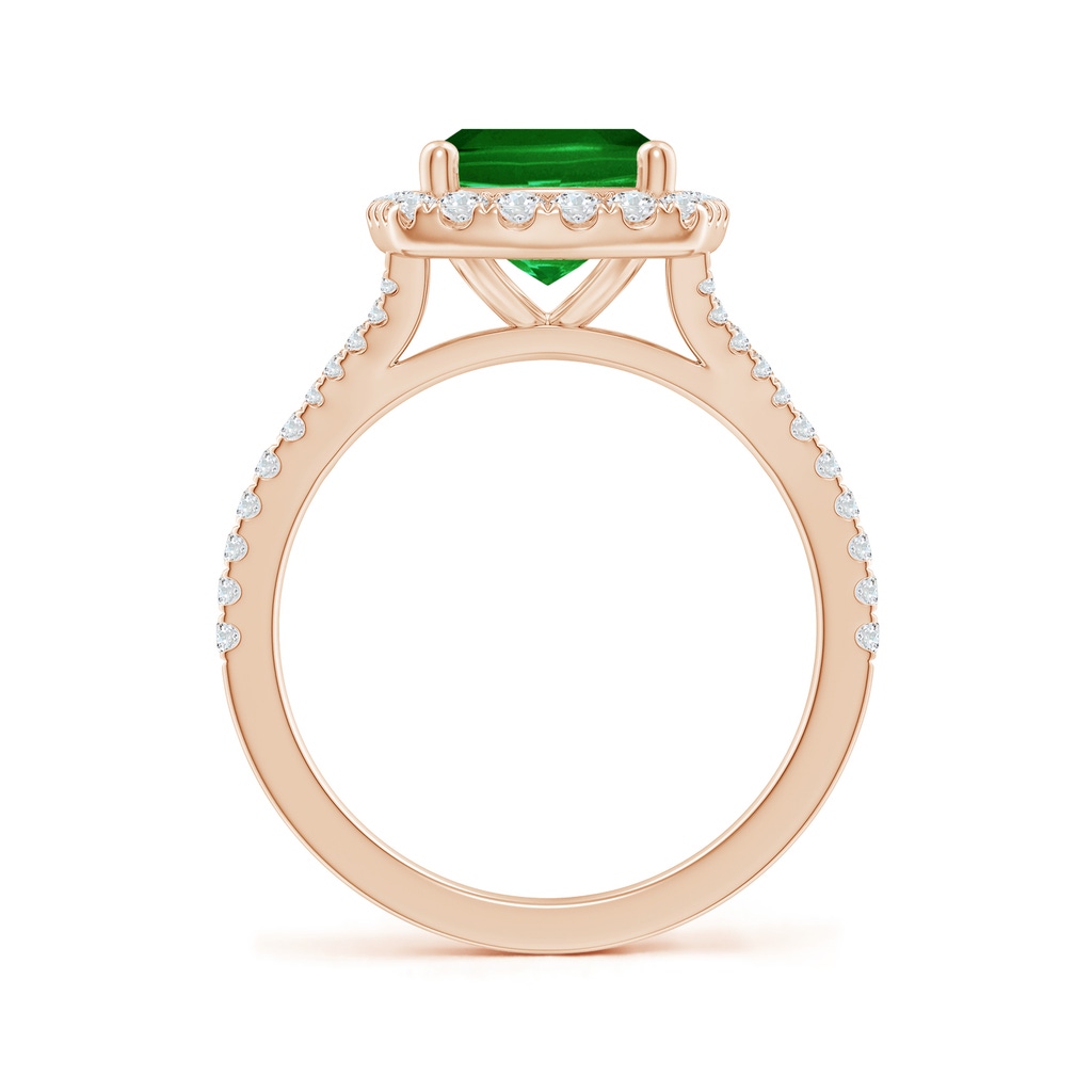 10x8mm AAAA Cushion Rectangular Emerald Halo Split Shank Engagement Ring in Rose Gold - side 199
