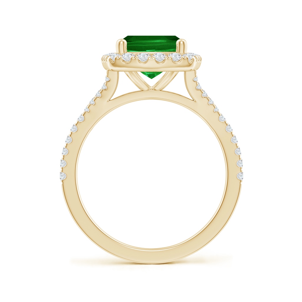 10x8mm AAAA Cushion Rectangular Emerald Halo Split Shank Engagement Ring in Yellow Gold - side 199