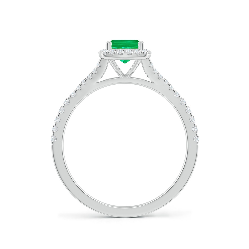 7x5mm AAA Cushion Rectangular Emerald Halo Split Shank Engagement Ring in White Gold - side 199