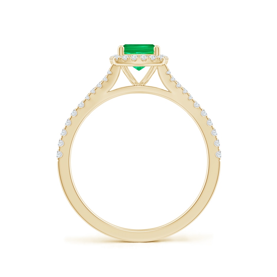 7x5mm AAA Cushion Rectangular Emerald Halo Split Shank Engagement Ring in Yellow Gold side 199