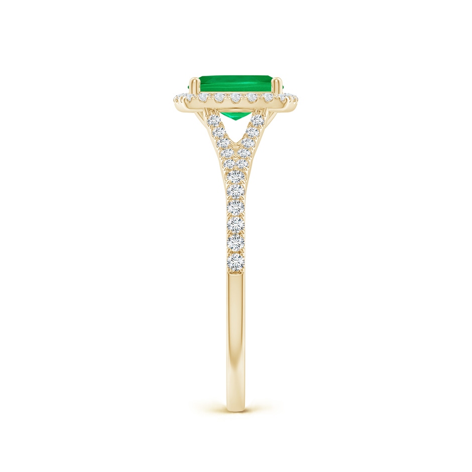 7x5mm AAA Cushion Rectangular Emerald Halo Split Shank Engagement Ring in Yellow Gold side 299
