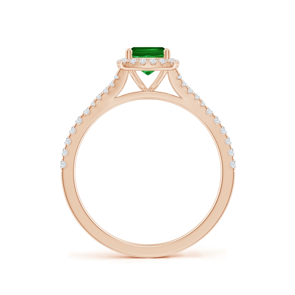 7x5mm AAAA Cushion Rectangular Emerald Halo Split Shank Engagement Ring in Rose Gold side 199