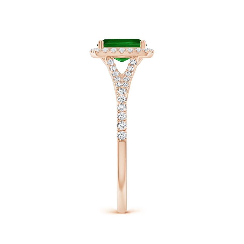 7x5mm AAAA Cushion Rectangular Emerald Halo Split Shank Engagement Ring in Rose Gold side 299