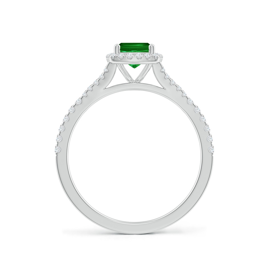 7x5mm AAAA Cushion Rectangular Emerald Halo Split Shank Engagement Ring in White Gold side 199