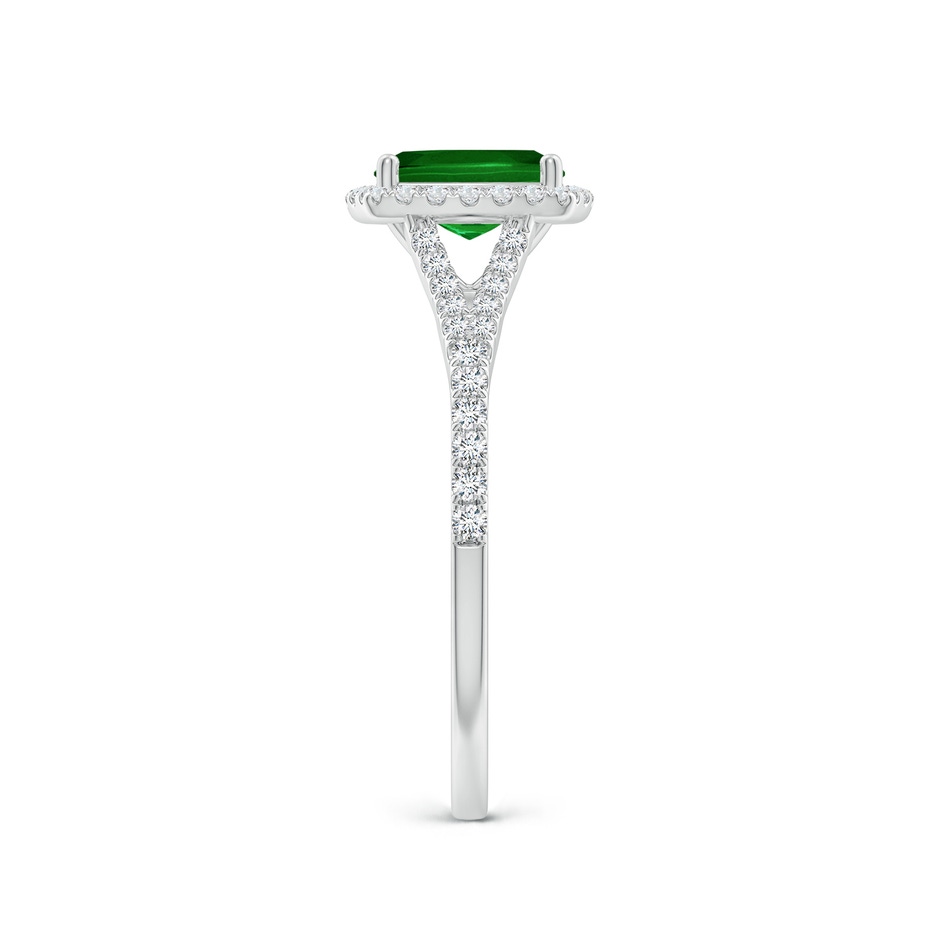 7x5mm AAAA Cushion Rectangular Emerald Halo Split Shank Engagement Ring in White Gold side 299