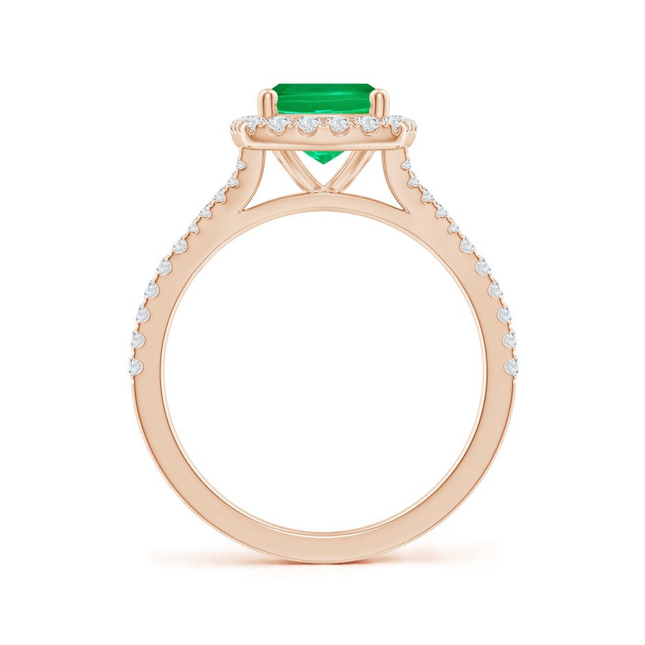 9x7mm AAA Cushion Rectangular Emerald Halo Split Shank Engagement Ring in 18K Rose Gold side 199