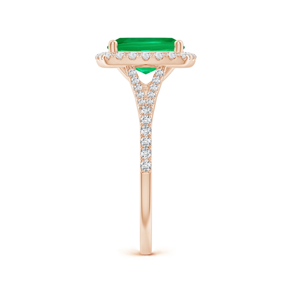 9x7mm AAA Cushion Rectangular Emerald Halo Split Shank Engagement Ring in Rose Gold side 299