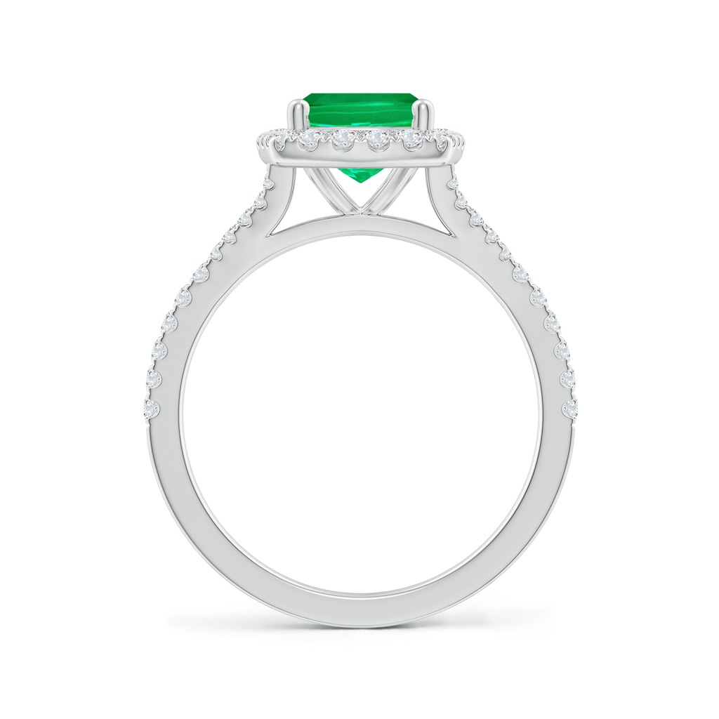 9x7mm AAA Cushion Rectangular Emerald Halo Split Shank Engagement Ring in White Gold Side 199