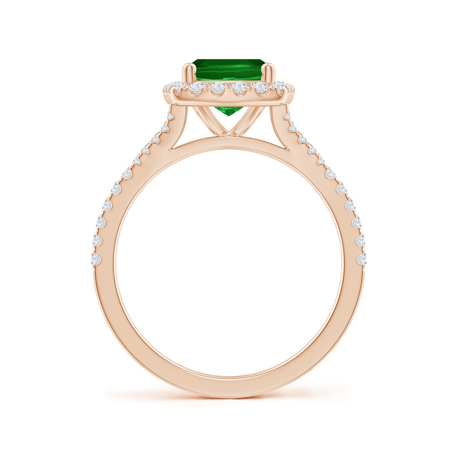 9x7mm AAAA Cushion Rectangular Emerald Halo Split Shank Engagement Ring in 18K Rose Gold side 199