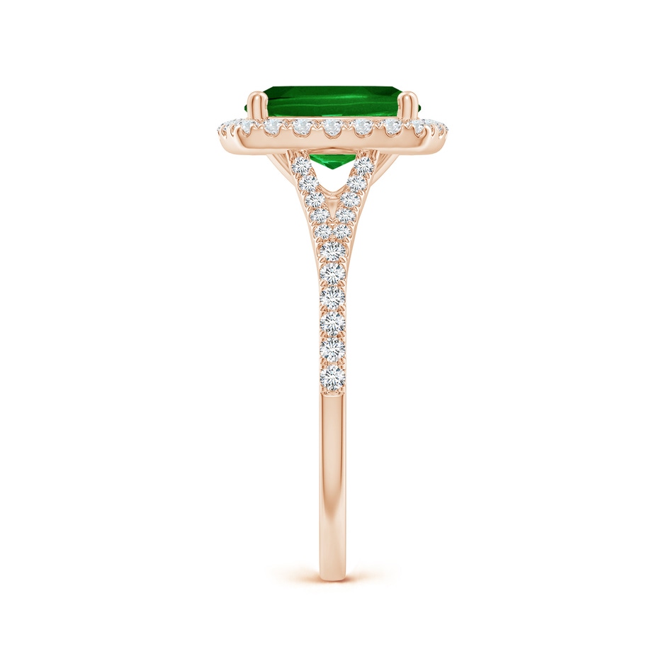 9x7mm AAAA Cushion Rectangular Emerald Halo Split Shank Engagement Ring in 18K Rose Gold side 299